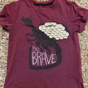 $1 add to bundle! Cat & Jack Maroon Dragon Tee with 'Be Brave' Design